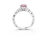 White gold Fancy Pink Radiant Cut Solitaire Diamond Ring with Infinity Twist Band and Four-Prong Setting_15