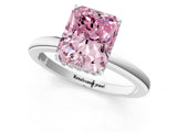 White gold Fancy Pink Radiant Cut Solitaire Diamond Ring with Prong Setting and Plain Band_13