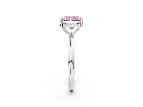 White gold Fancy Pink Radiant Cut Solitaire Diamond Ring with Prong Setting and Plain Band_14