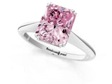 White gold Fancy Pink Radiant Cut Solitaire Diamond Ring with Six-Prong Setting and Classic Band_169