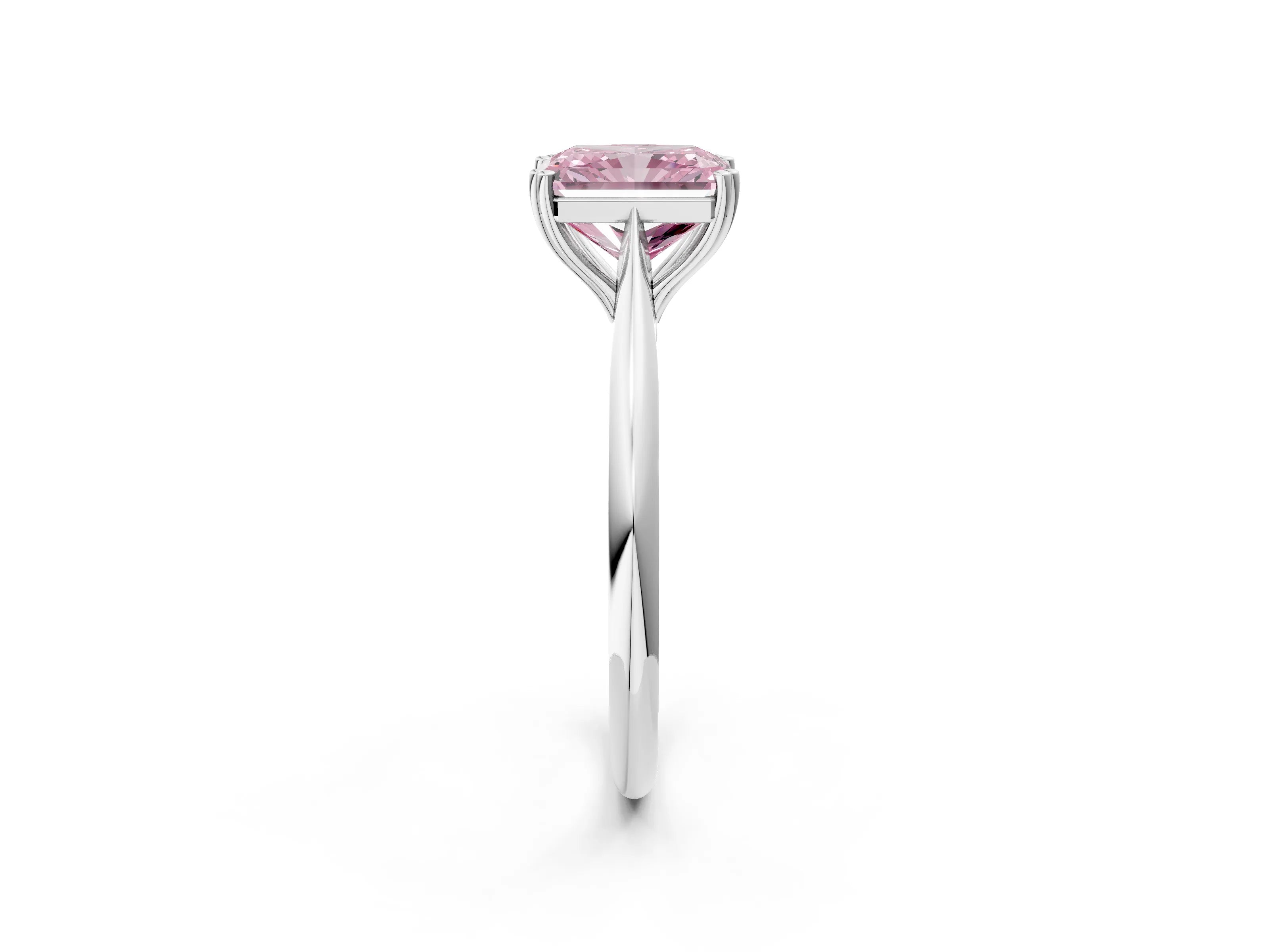 White gold Fancy Pink Radiant Cut Solitaire Diamond Ring with Six-Prong Setting and Classic Band_2