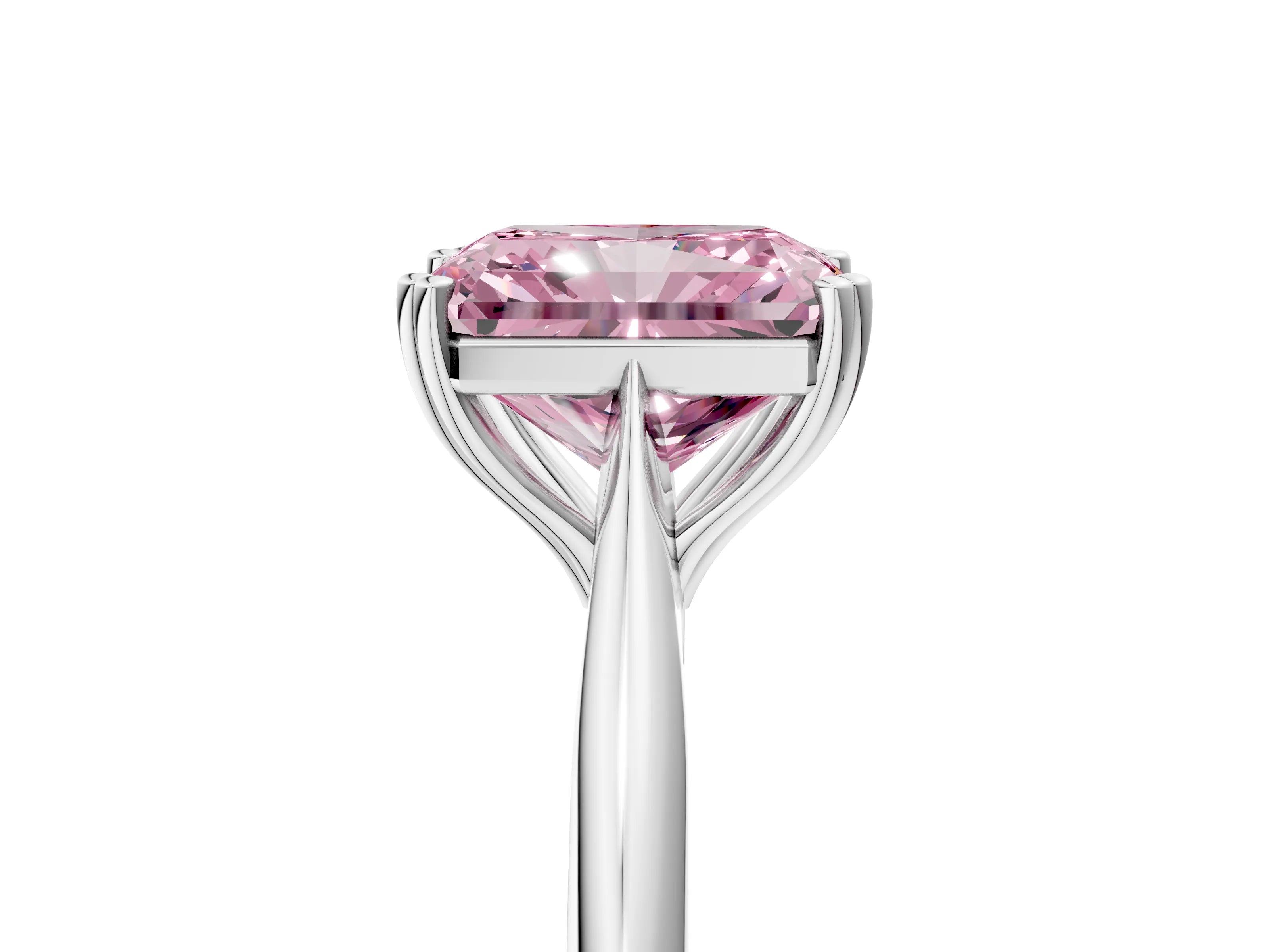 White gold Fancy Pink Radiant Cut Solitaire Diamond Ring with Six-Prong Setting and Classic Band_5