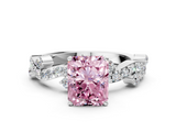 White gold Fancy Pink Radiant  Cut Solitaire Diamond Twisted Band with Pave Setting_24