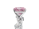White gold Fancy Pink Radiant  Cut Solitaire Diamond Twisted Band with Pave Setting_29