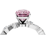 White gold Fancy Pink Radiant  Cut Solitaire Diamond Twisted Band with Pave Setting_32