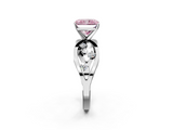 White gold Fancy Pink Radiant  Cut Solitaire Diamond with Side Stones on Criss-Cross Band and Four-Prong Setting_5