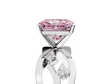 White gold Fancy Pink Radiant  Cut Solitaire Diamond with Side Stones on Criss-Cross Band and Four-Prong Setting_8