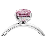 White gold Fancy Pink Radiant  Cut Solitaire Engagement Ring with Four-Prong Setting and Classic Band_24