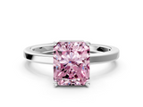 White gold Fancy Pink Radiant  Cut Solitaire Engagement Ring with Four-Prong Setting on a Classic Band_20