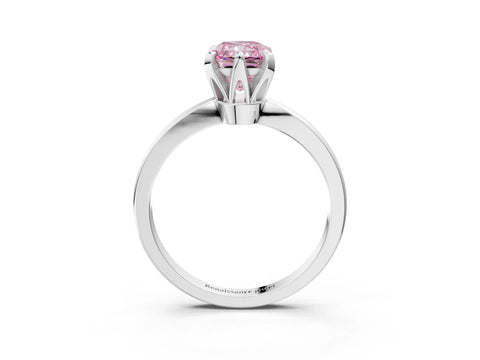 White gold Fancy Pink Radiant Cut Solitaire Engagement Ring with Six-Prong Setting and Tapered Band_3