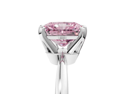 White gold Fancy Pink Radiant Cut Solitaire Engagement Ring with Six-Prong Setting and Tapered Band_5