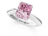 White gold Fancy Pink Radiant  Cut Solitaire Engagement Ring with Tapered Band and Four-Prong Setting 2