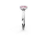 White gold Fancy Pink Radiant  Cut Solitaire Engagement Ring with Tapered Band and Four-Prong Setting 3