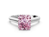 White gold Fancy Pink Radiant Cut Solitaire Engagement Ring with Tapered Band and Four-Prong Setting_15
