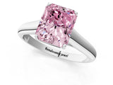 White gold Fancy Pink Radiant Cut Solitaire Engagement Ring with Tapered Band and Four-Prong Setting_16