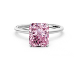 White gold Fancy Pink Radiant  Cut Solitaire Engagement Ring with Thin Band and Four-Prong Setting_3