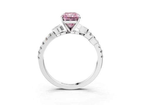 White gold Fancy Pink Radiant Cut Solitaire Leaf-Inspired Diamond Ring with Pavé Band and Four-Prong Setting_27