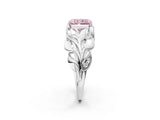 White gold Fancy Pink Radiant Cut Solitaire Leaf-Inspired Engagement Ring with Prong Setting_2