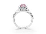White gold Fancy Pink Radiant Cut Solitaire Leaf-Inspired Engagement Ring with Prong Setting_3