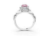White gold Fancy Pink Radiant Cut Solitaire Leaf-Inspired Engagement Ring with Prong Setting_3
