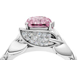 White gold Fancy Pink Radiant Cut Solitaire Leaf-Inspired Engagement Ring with Prong Setting_4