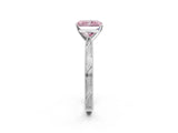 White gold Fancy Pink Radiant Cut Solitaire Milgrain Engraved Band with Four-Prong Setting_14