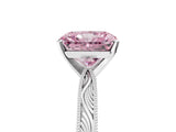 White gold Fancy Pink Radiant Cut Solitaire Milgrain Engraved Band with Four-Prong Setting_17