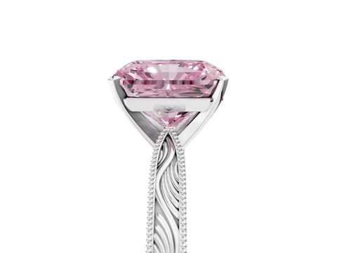 White gold Fancy Pink Radiant Cut Solitaire Milgrain Engraved Band with Four-Prong Setting_17