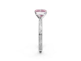 White gold Fancy Pink Radiant Cut Solitaire Milgrain Engraved Band with Four-Prong Setting_2