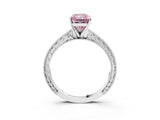 White gold Fancy Pink Radiant Cut Solitaire Milgrain Engraved Band with Four-Prong Setting_3