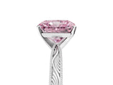 White gold Fancy Pink Radiant Cut Solitaire Milgrain Engraved Band with Four-Prong Setting_5