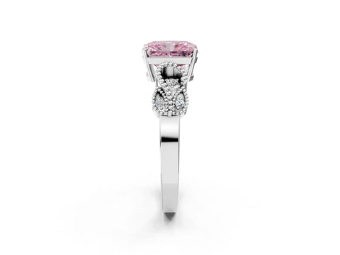 White gold Fancy Pink Radiant Cut Solitaire Milgrain Leaf Band with Prong Setting_14
