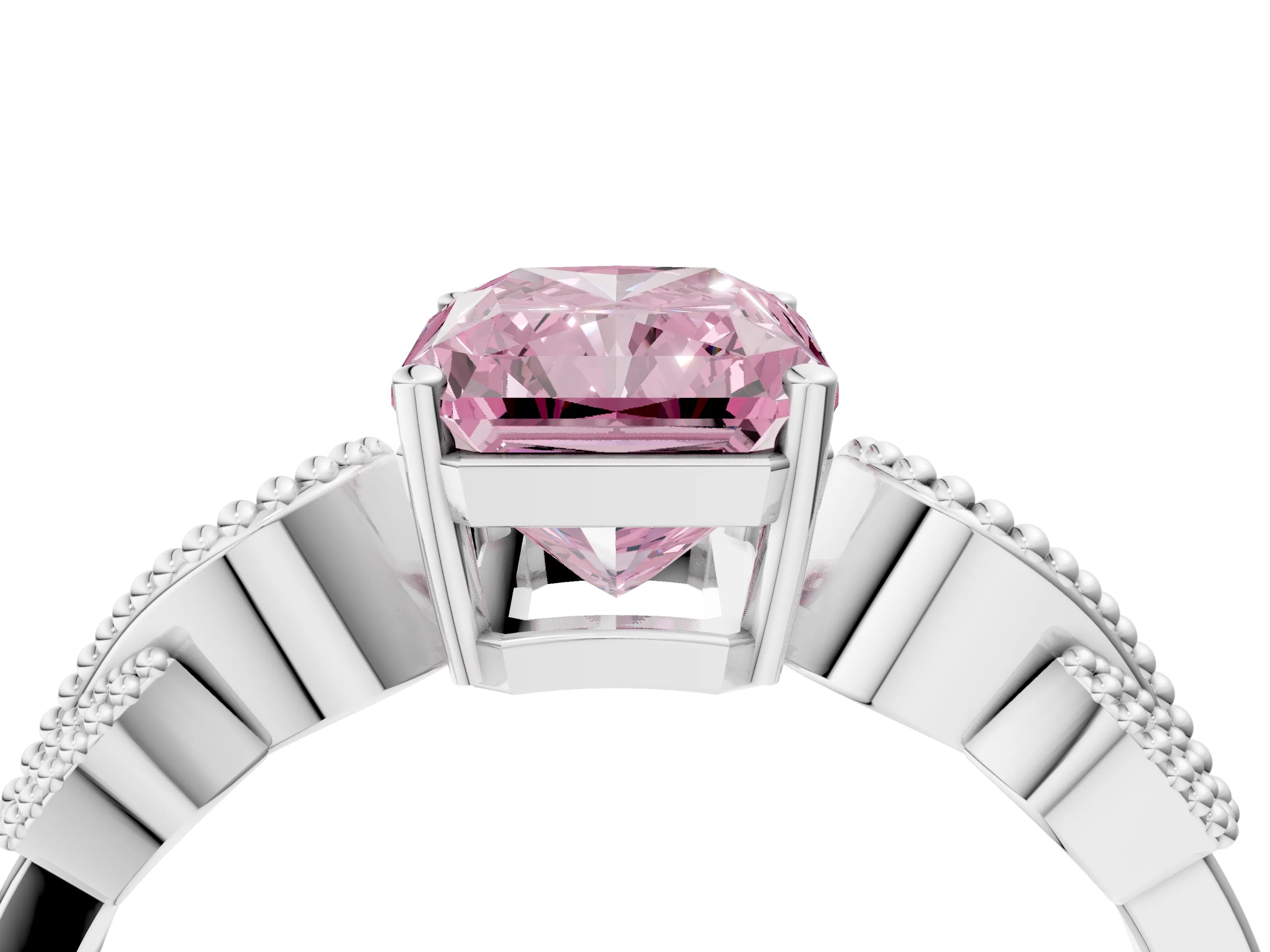 White gold Fancy Pink Radiant Cut Solitaire Milgrain Leaf Band with Prong Setting_16