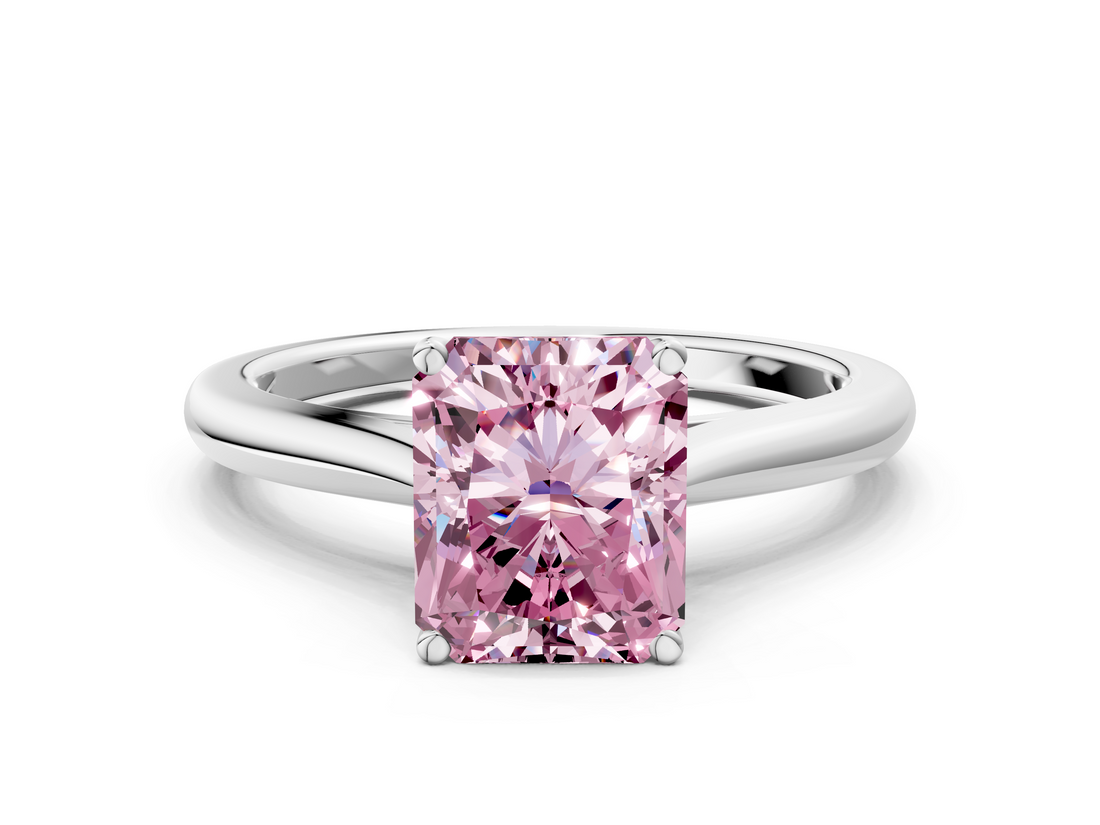 White gold Fancy Pink Radiant  Cut Solitaire Ring with Cathedral Band and Four-Prong Setting_55