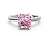 White gold Fancy Pink Radiant  Cut Solitaire Ring with Four-Prong Setting and Classic Band_48