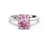 White gold Fancy Pink Radiant  Cut Solitaire Ring with Four-Prong Setting on a Classic Band_25