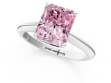 White gold Fancy Pink Radiant  Cut Solitaire Ring with Four-Prong Setting on a Classic Band_26
