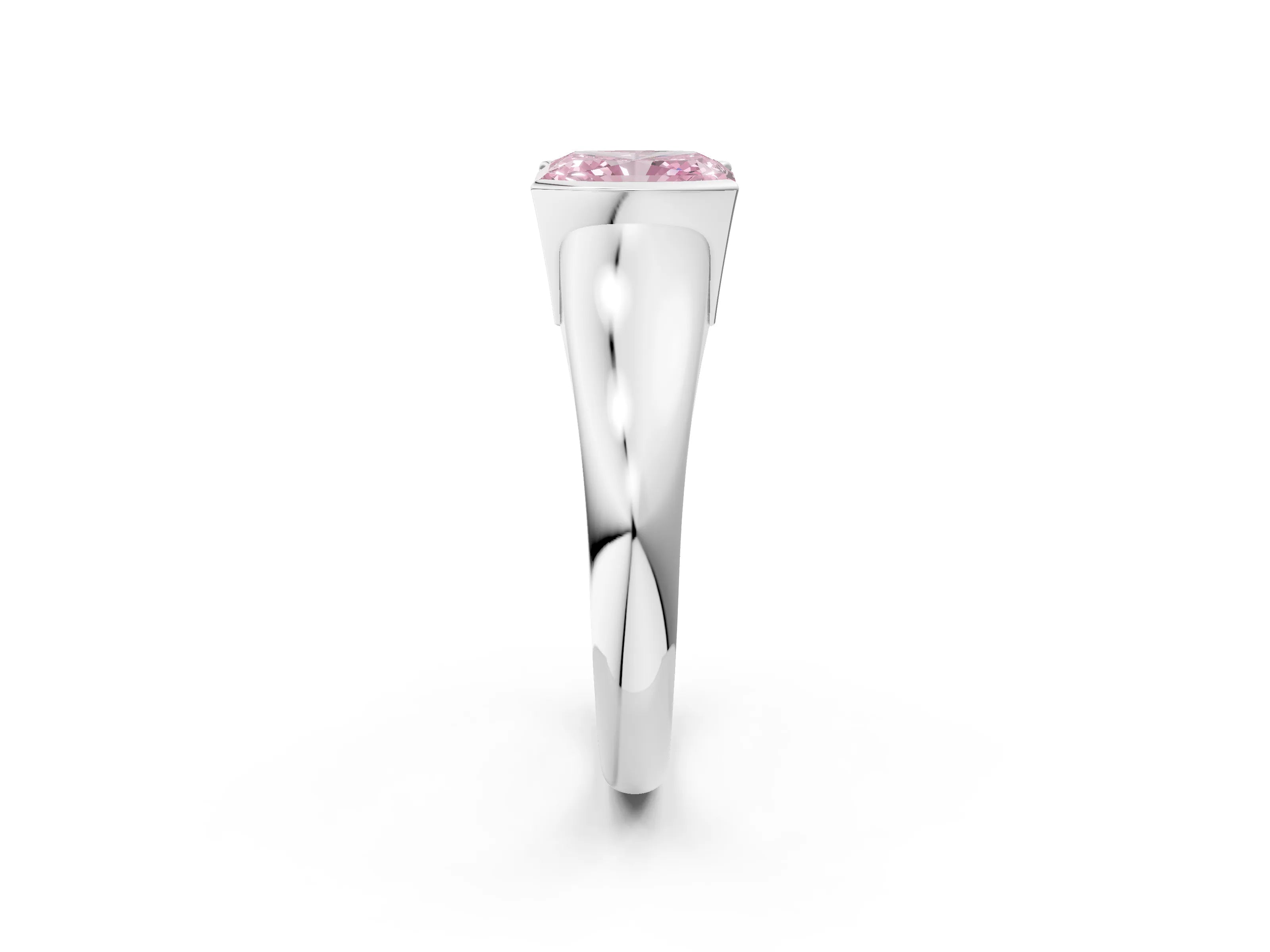 White gold Fancy Pink Radiant Cut Solitaire Tension Set Diamond Ring with Split Shank Band_38