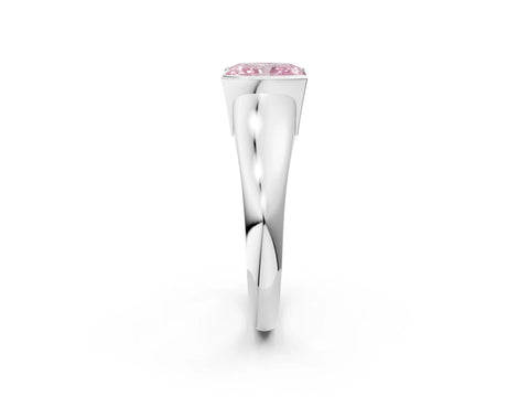 White gold Fancy Pink Radiant Cut Solitaire Tension Set Diamond Ring with Split Shank Band_49