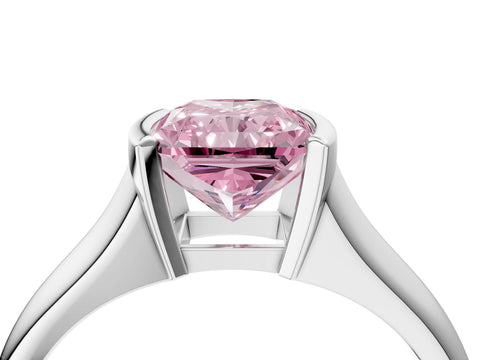 White gold Fancy Pink Radiant Cut Solitaire Tension Set Diamond Ring with Split Shank Band_4