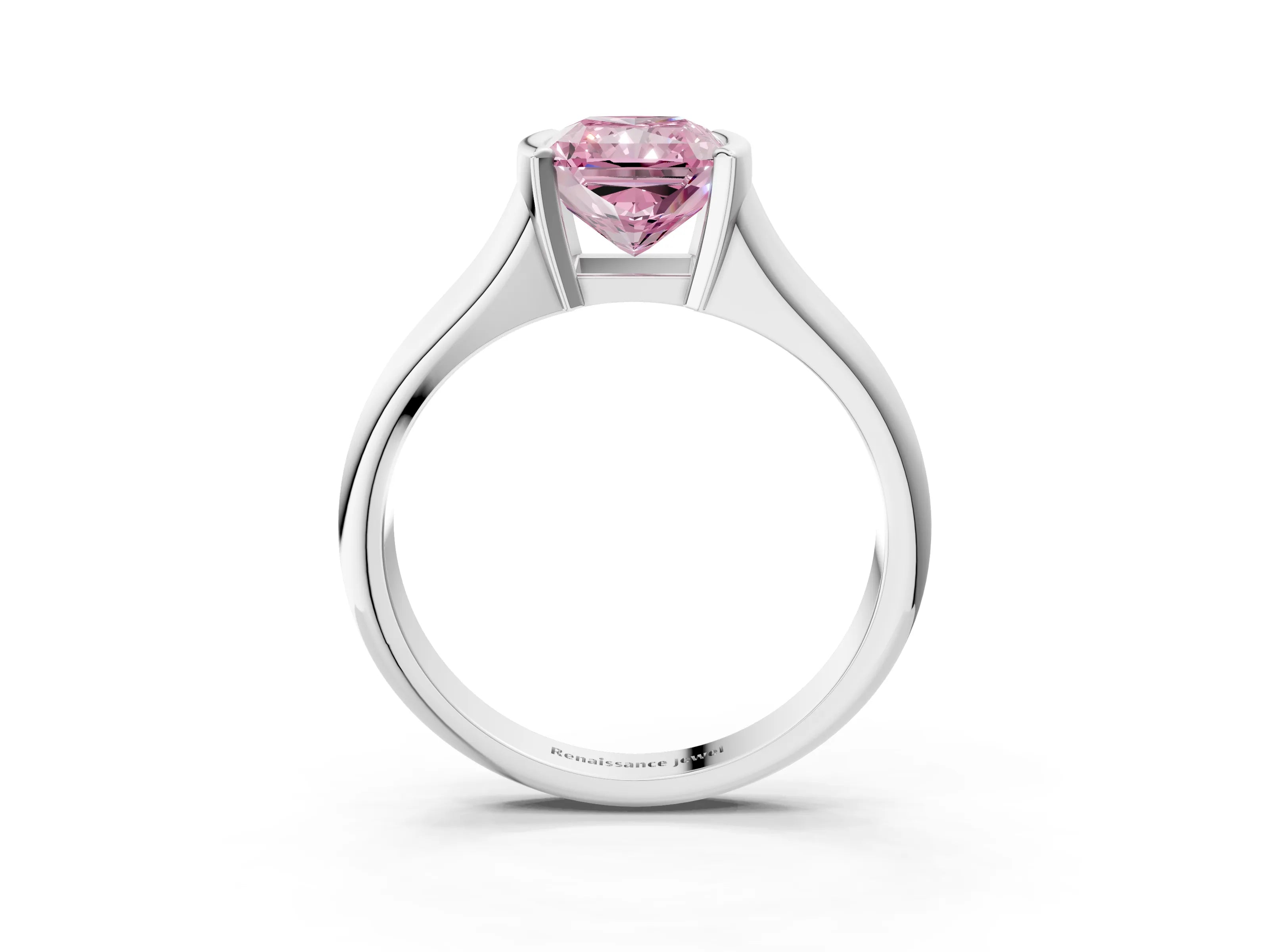 White gold Fancy Pink Radiant Cut Solitaire Tension Set Diamond Ring with Split Shank Band_51