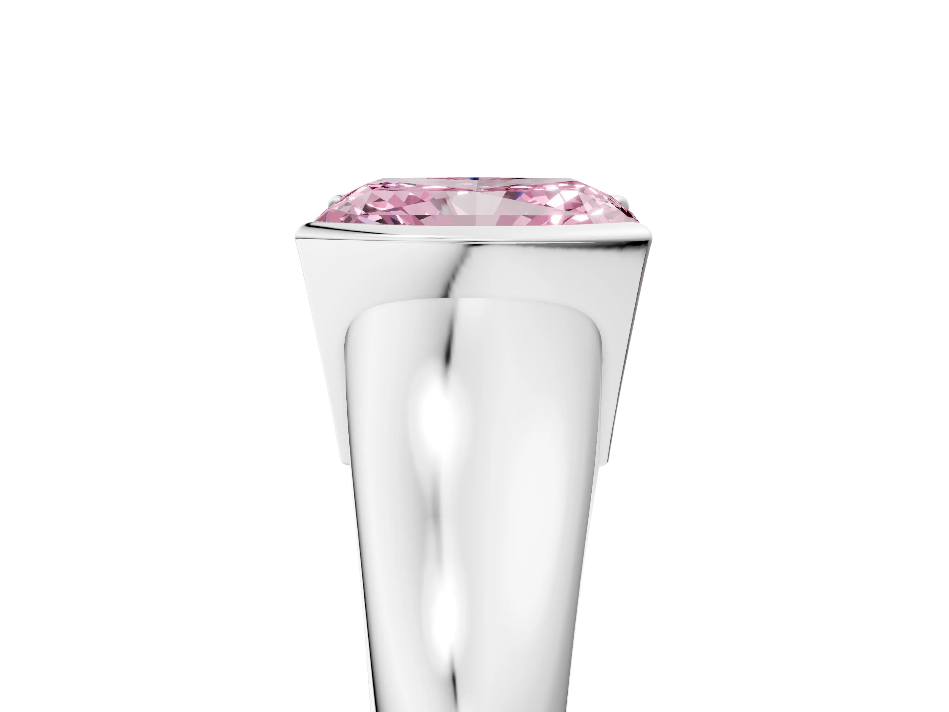 White gold Fancy Pink Radiant Cut Solitaire Tension Set Diamond Ring with Split Shank Band_53