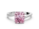 White gold Fancy Pink Radiant  Cut Solitaire Twist Band Ring with Four-Prong Setting_20