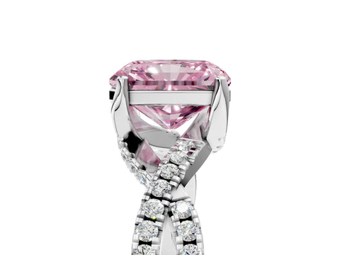White gold Fancy Pink Radiant Cut Solitaire Twist Pave Diamond Engagement Ring with Prong Setting_29