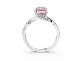 White gold Fancy Pink Radiant Cut Solitaire Twist Pave Diamond Engagement Ring with Prong Setting_3