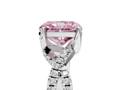 White gold Fancy Pink Radiant Cut Solitaire Twist Pave Diamond Engagement Ring with Prong Setting_5