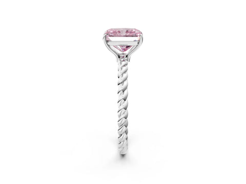 White gold Fancy Pink Radiant Cut Solitaire Twisted Band 4-Prong Ring_14