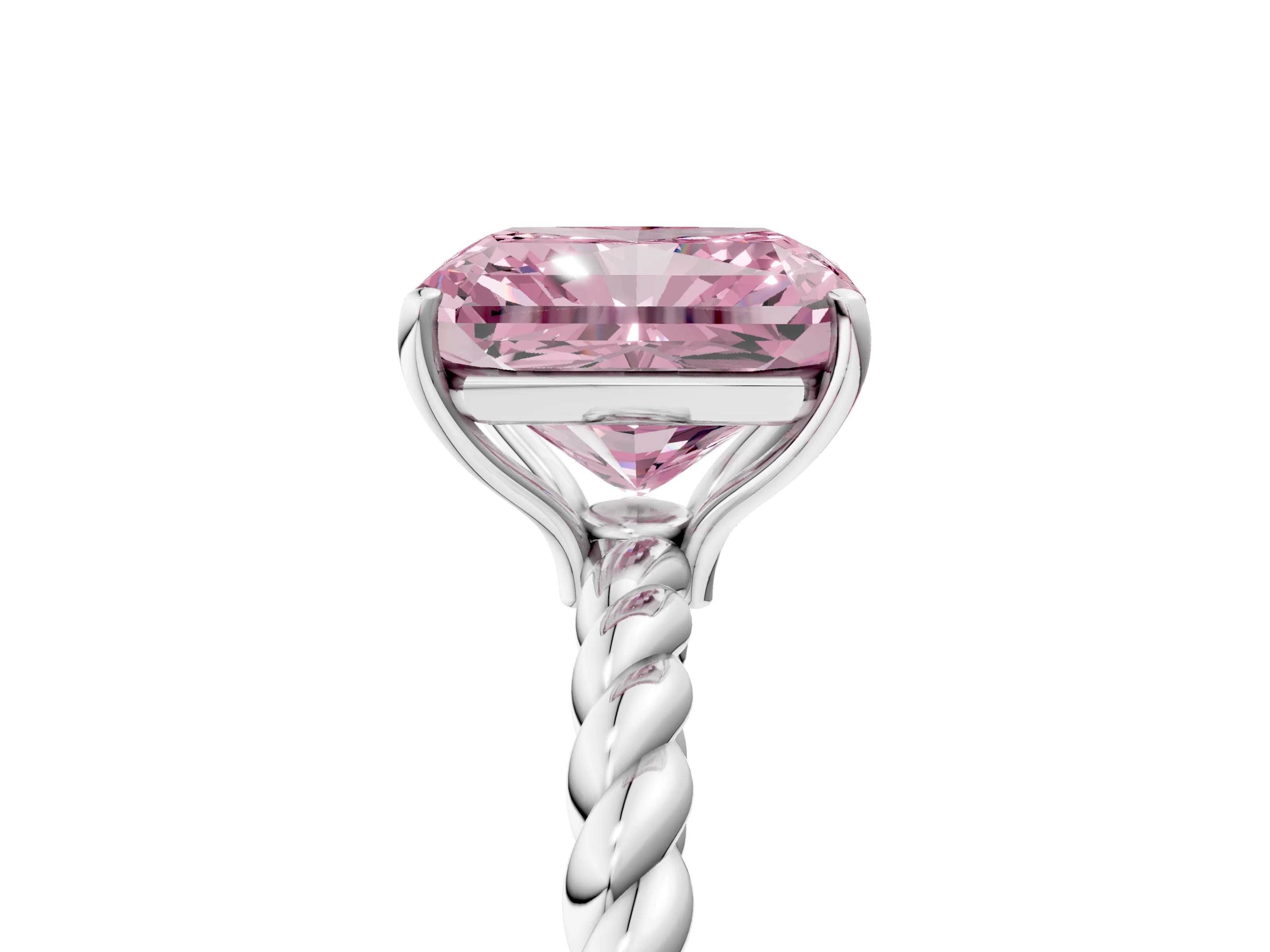 White gold Fancy Pink Radiant Cut Solitaire Twisted Band 4-Prong Ring_17