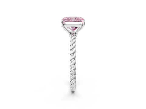 White gold Fancy Pink Radiant Cut Solitaire Twisted Band 4-Prong Ring_50