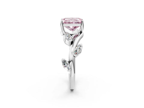 White gold Fancy Pink Radiant Cut Solitaire Twisted Band Marquise Accent Prong Setting Ring_2